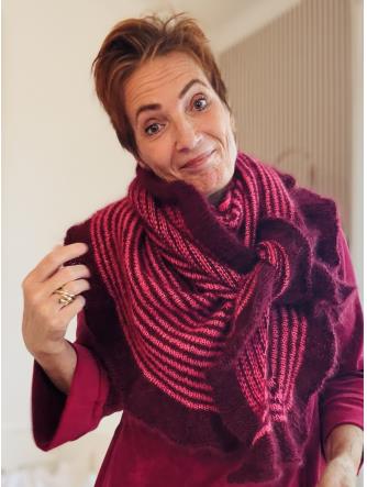 Strikkekit Lones Stribede Sjal Bordeaux Pink